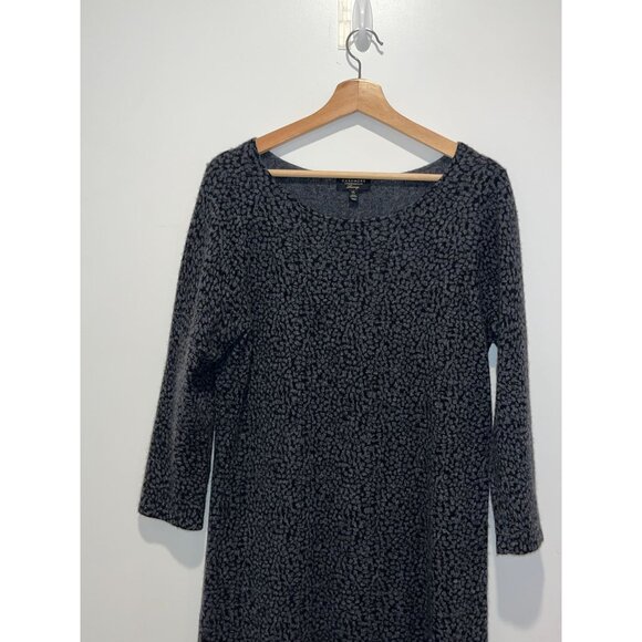 Charter Club 100% Cashmere  Womens XL Black & Gray Sweater midi Dress  Textured - Picture 2 of 7
